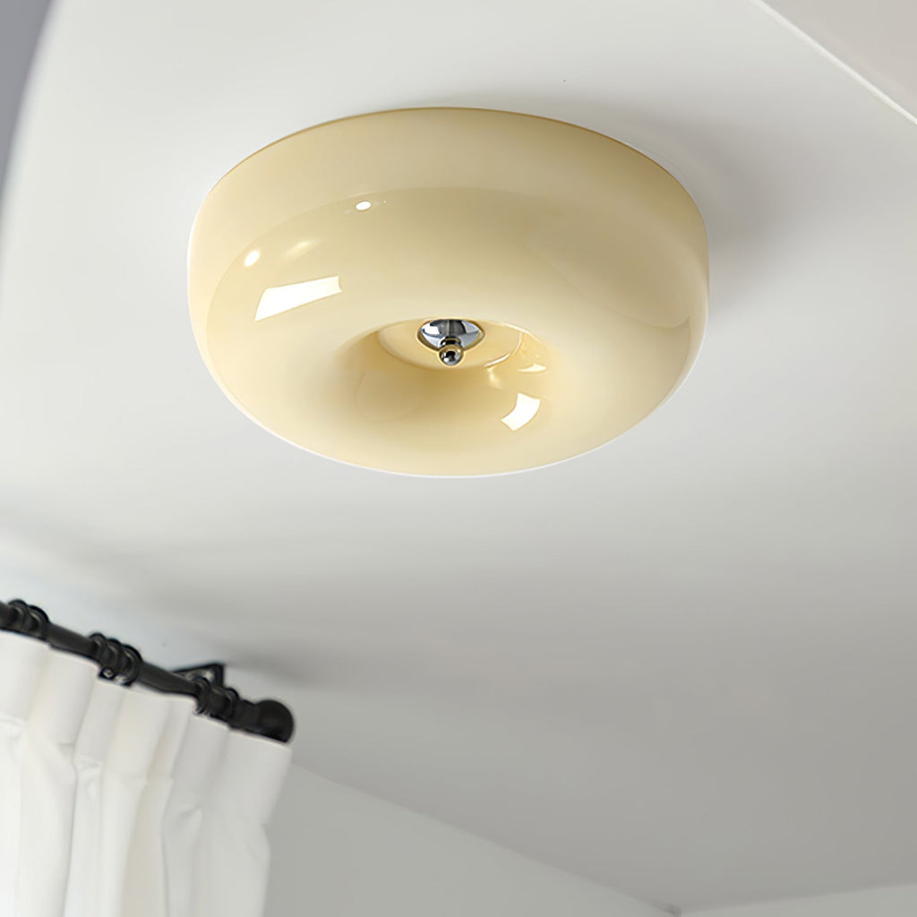 Ceiling Lamp Milk Glass 32|46 cm | Glass Globe with Silver Accent | Dimmable Ceiling Light Warm White - Lamylie