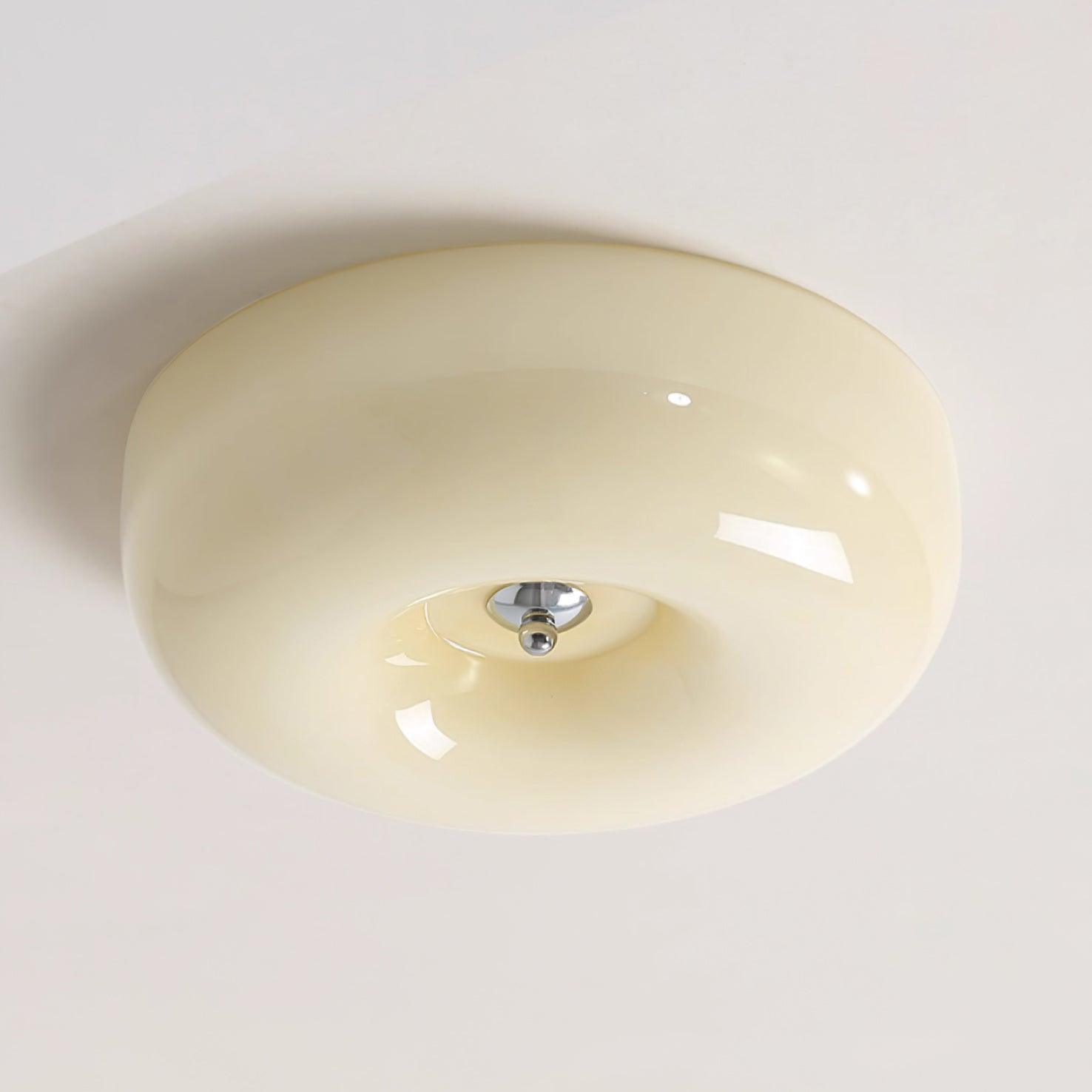 Ceiling Lamp Milk Glass 32|46 cm | Glass Globe with Silver Accent | Dimmable Ceiling Light Warm White - Lamylie