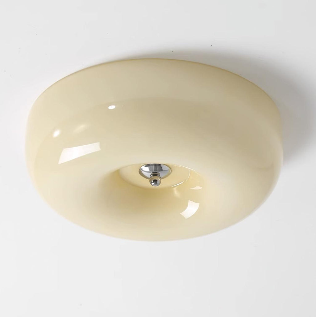 Ceiling Lamp Milk Glass 32|46 cm | Glass Globe with Silver Accent | Dimmable Ceiling Light Warm White - Lamylie