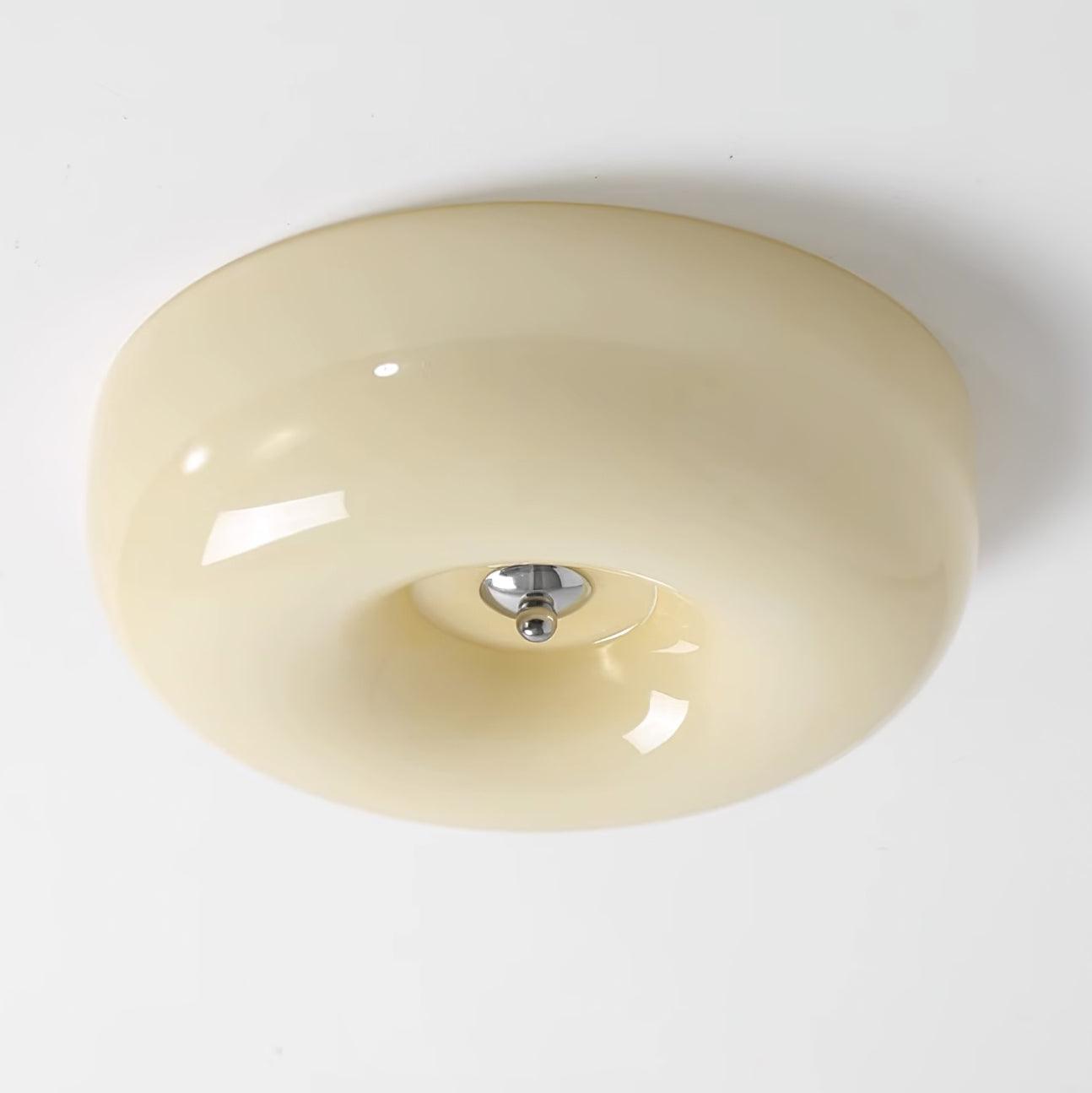 Ceiling Lamp Milk Glass 32|46 cm | Glass Globe with Silver Accent | Dimmable Ceiling Light Warm White - Lamylie