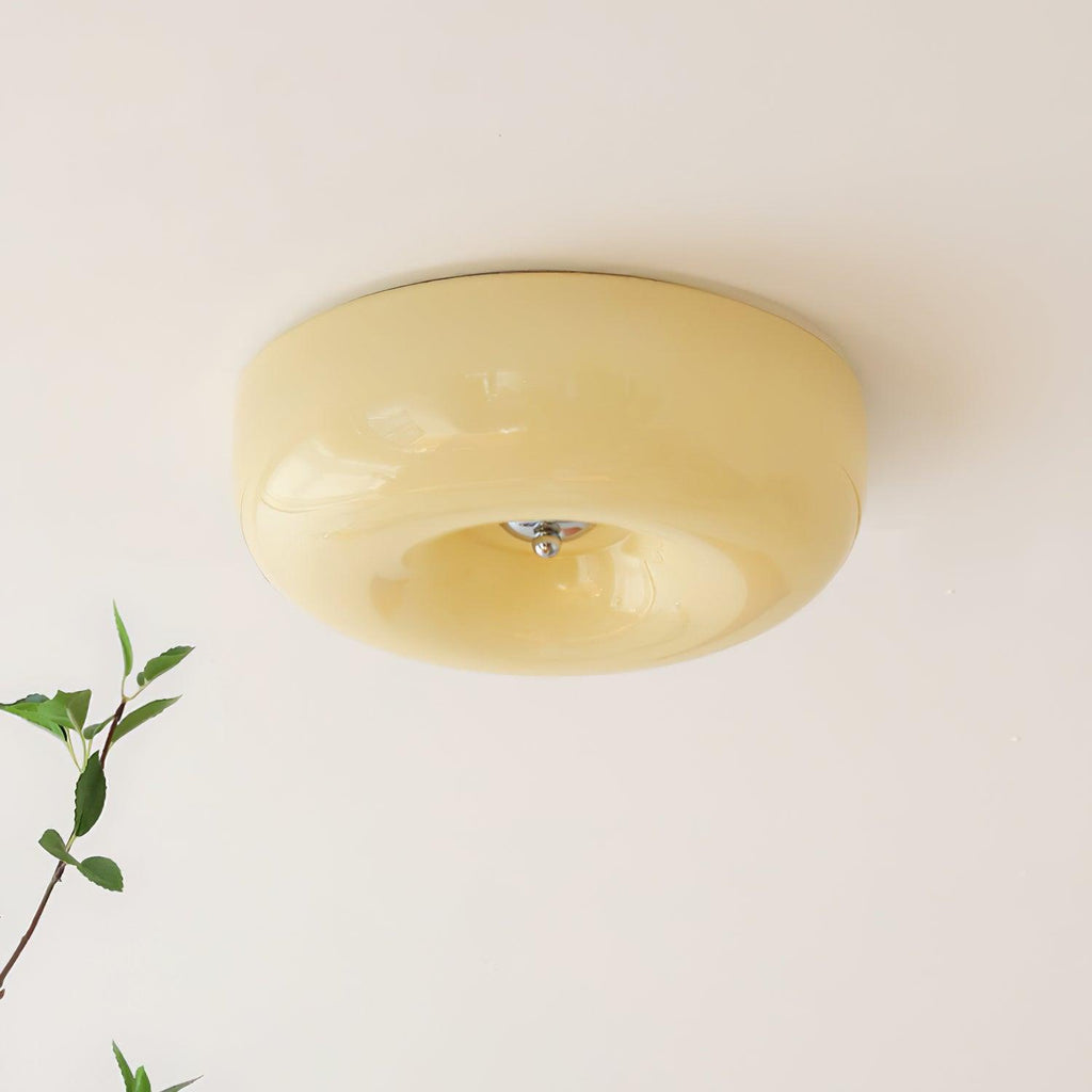 Ceiling Lamp Milk Glass 32|46 cm | Glass Globe with Silver Accent | Dimmable Ceiling Light Warm White - Lamylie