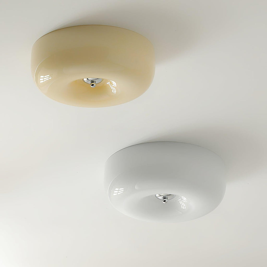Ceiling Lamp Milk Glass 32|46 cm | Glass Globe with Silver Accent | Dimmable Ceiling Light Warm White - Lamylie