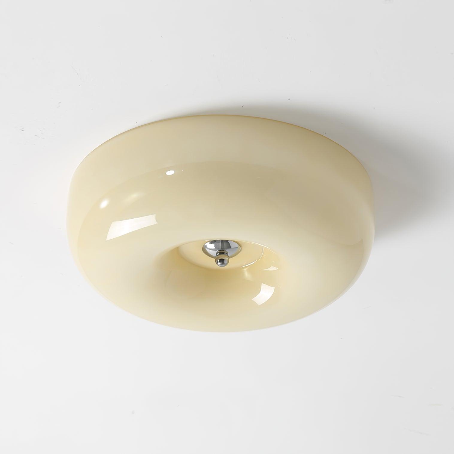 Ceiling Lamp Milk Glass 32|46 cm | Glass Globe with Silver Accent | Dimmable Ceiling Light Warm White - Lamylie
