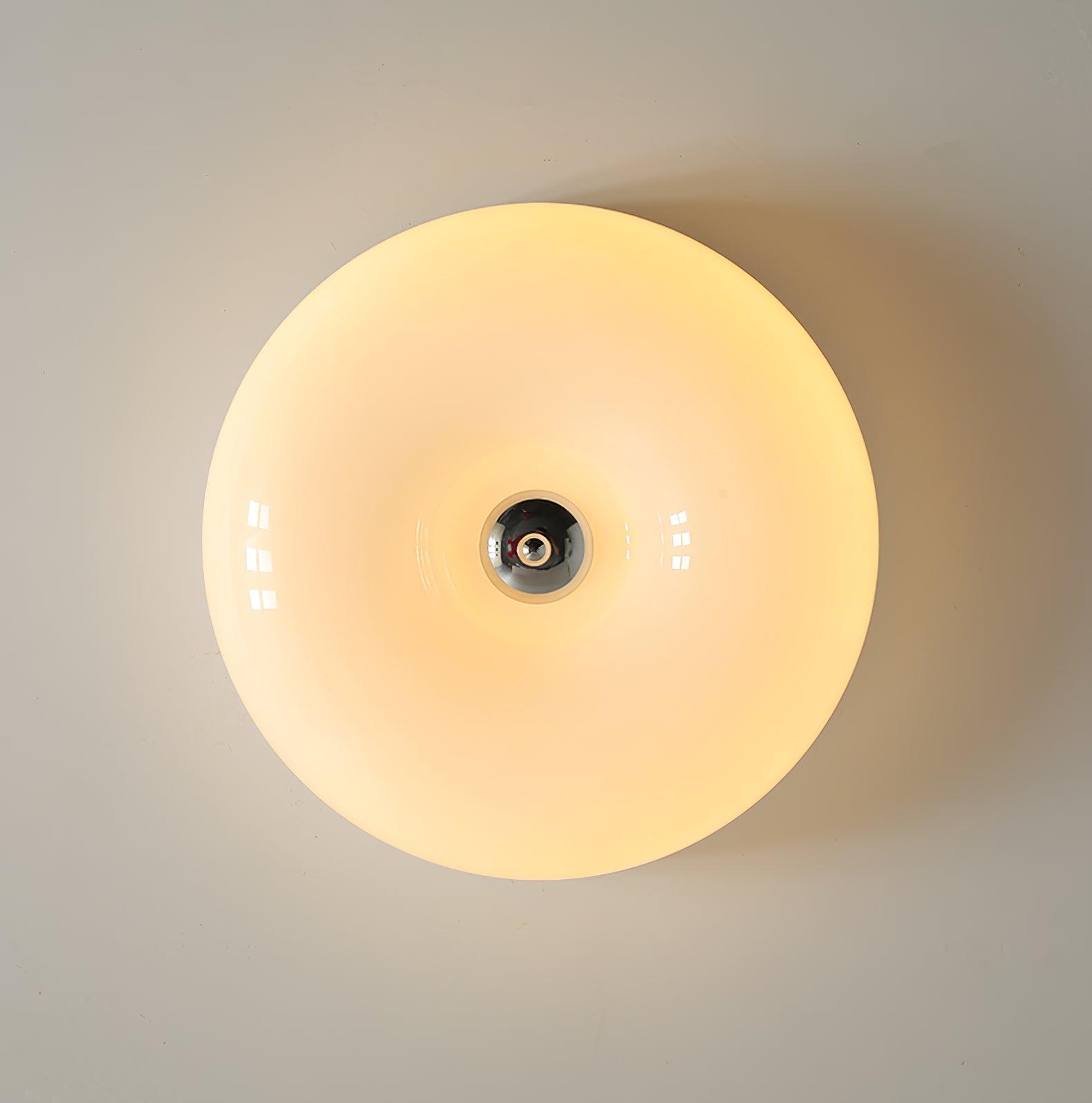 Ceiling Lamp Milk Glass 32|46 cm | Glass Globe with Silver Accent | Dimmable Ceiling Light Warm White - Lamylie