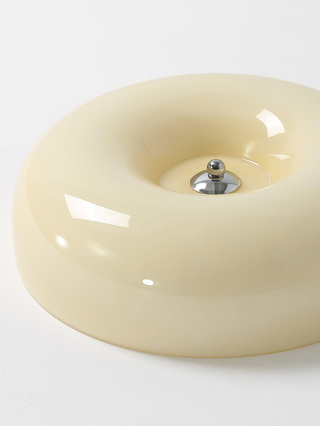 Ceiling Lamp Milk Glass 32|46 cm | Glass Globe with Silver Accent | Dimmable Ceiling Light Warm White - Lamylie