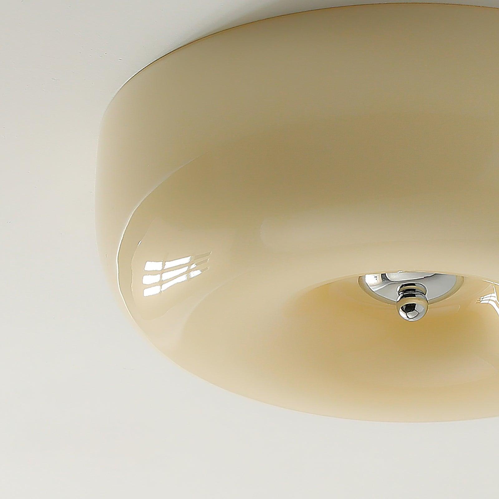 Ceiling Lamp Milk Glass 32|46 cm | Glass Globe with Silver Accent | Dimmable Ceiling Light Warm White - Lamylie