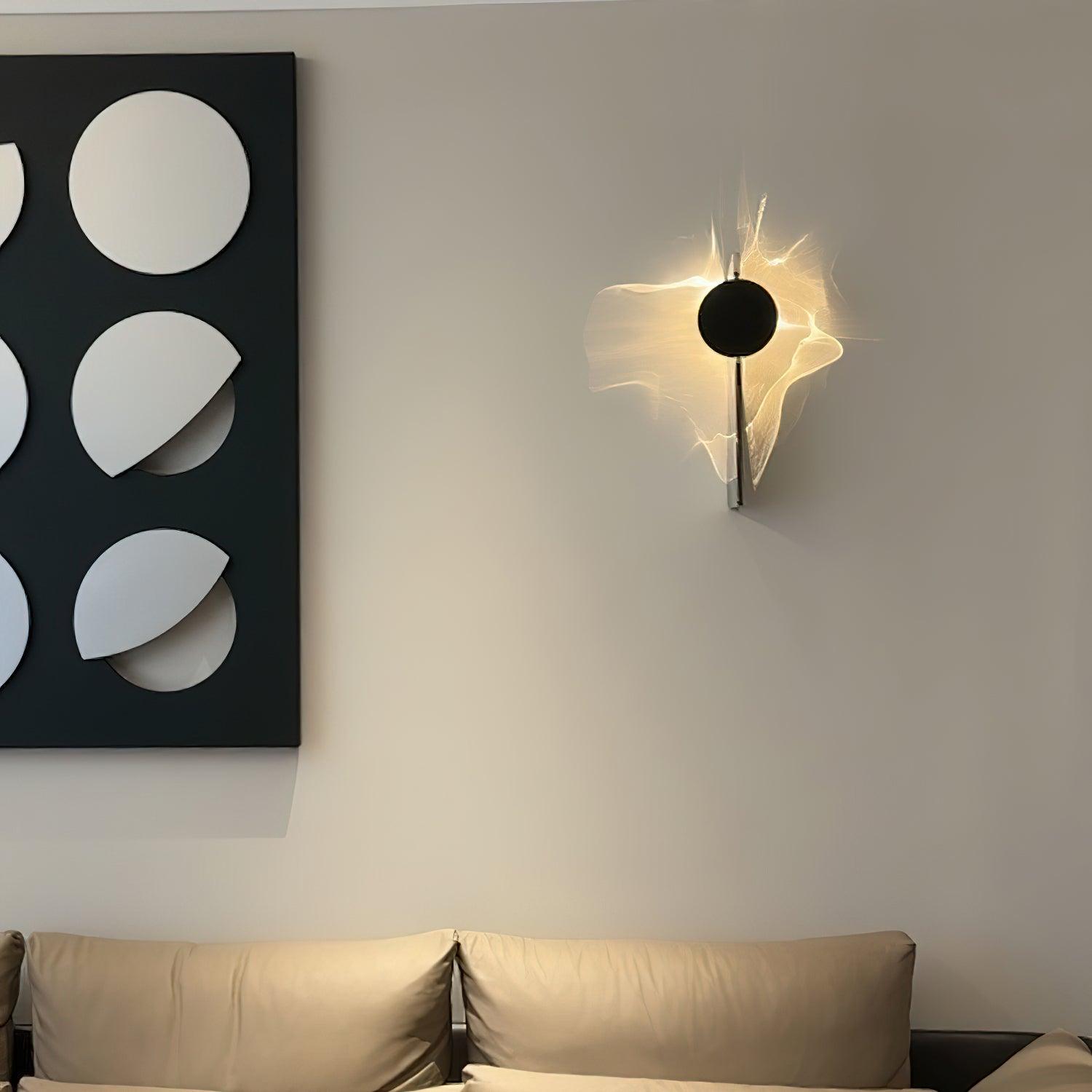 Kinetická nástěnná lampa ve tvaru sochy s chromovou projekcí stínu – Lamylie