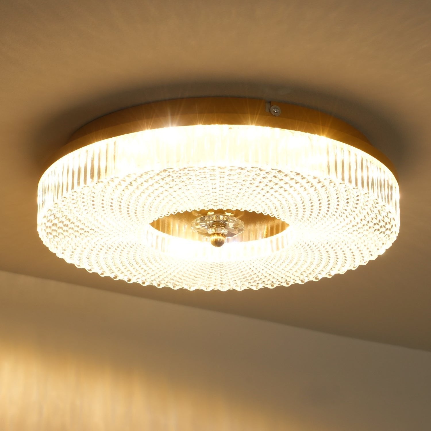 LED Ceiling Lamp Round Iron Acrylic Dimmable 3000K 4000K 6000K Black White Gold - Lamylie