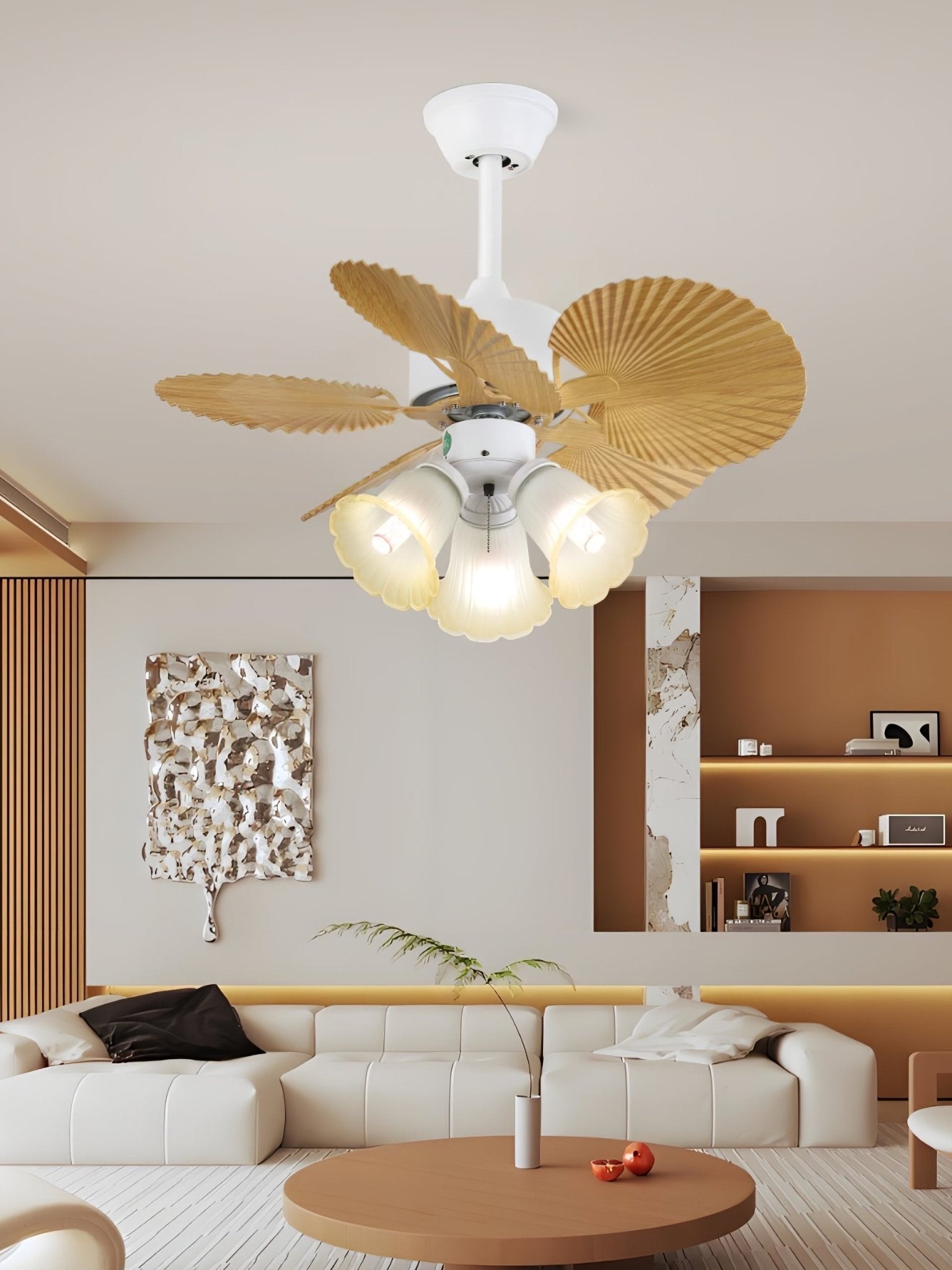 Aurelia vintage mennyezeti ventilátor világítással és faelemekkel | Ø80×30cm, 35W LED - Lamylie