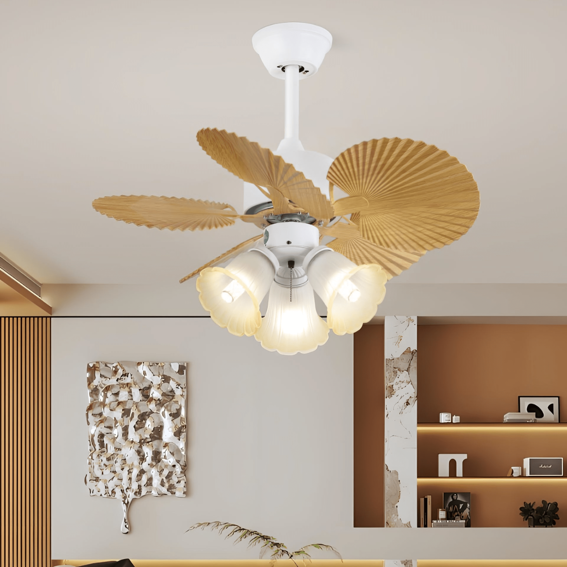 Aurelia vintage mennyezeti ventilátor világítással és faelemekkel | Ø80×30cm, 35W LED - Lamylie