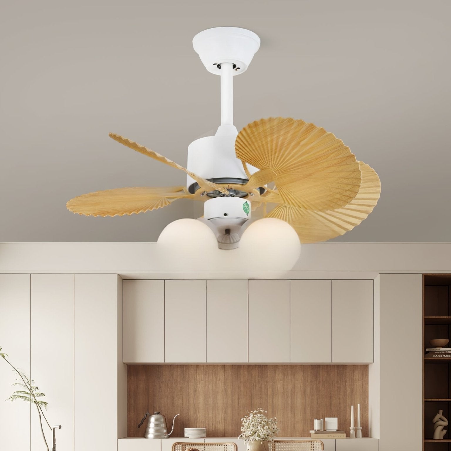 Aurelia vintage mennyezeti ventilátor világítással és faelemekkel | Ø80×30cm, 35W LED - Lamylie