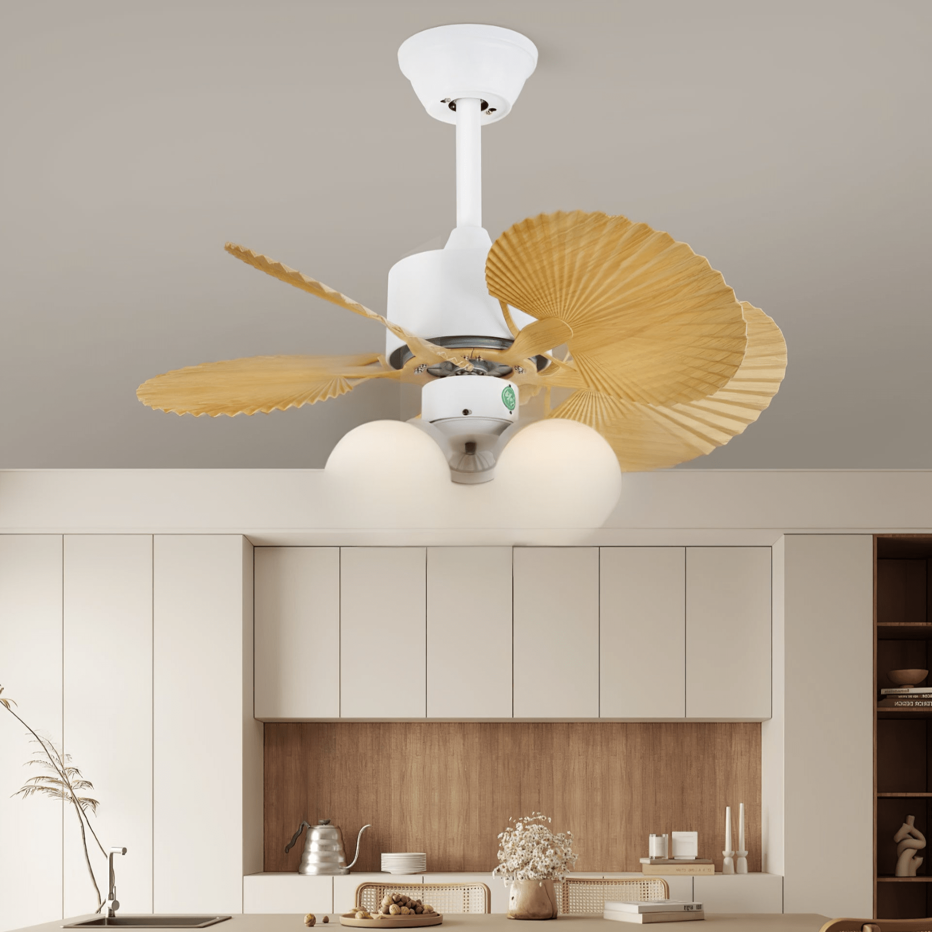 Aurelia vintage mennyezeti ventilátor világítással és faelemekkel | Ø80×30cm, 35W LED - Lamylie