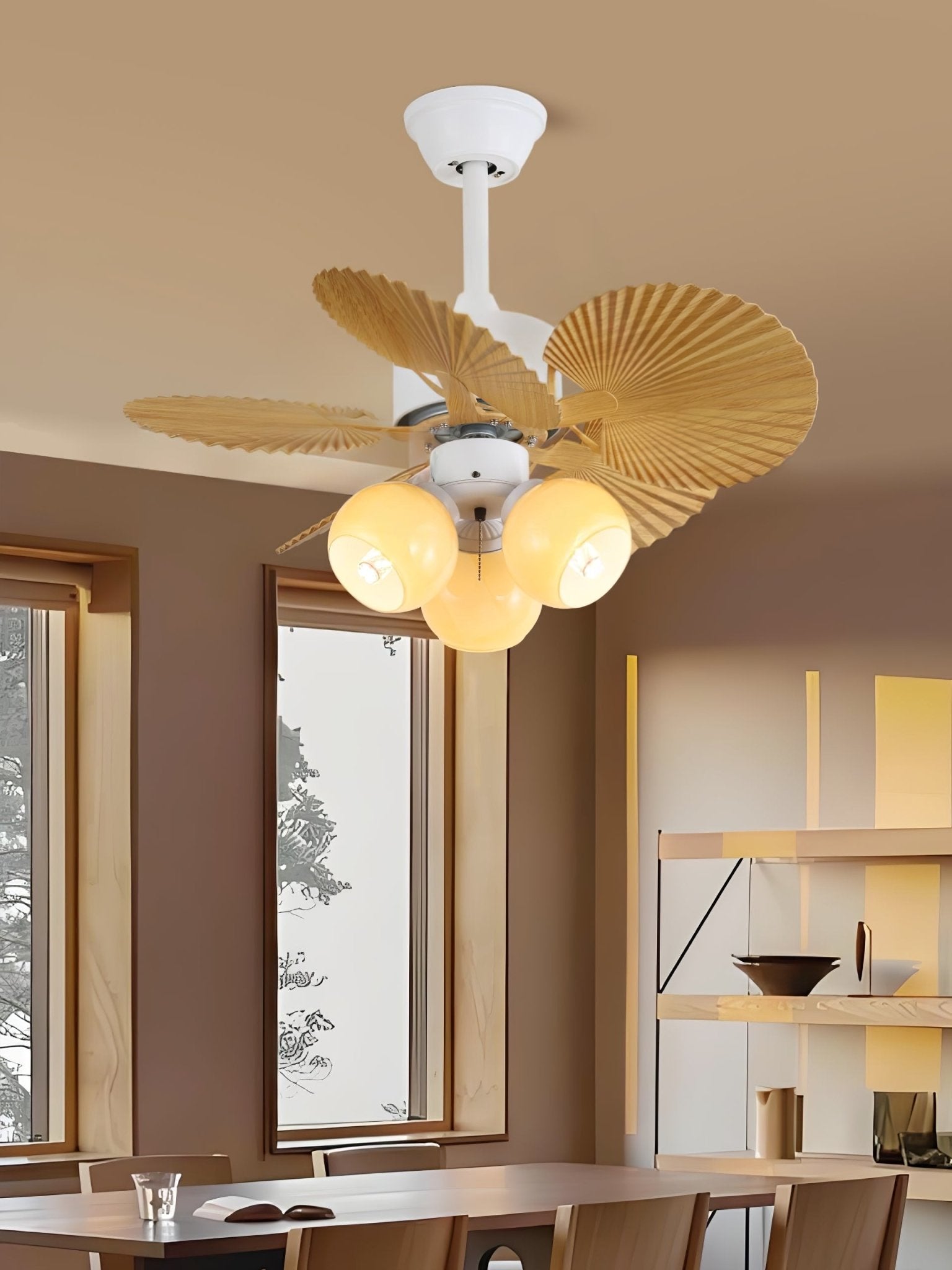 Aurelia vintage mennyezeti ventilátor világítással és faelemekkel | Ø80×30cm, 35W LED - Lamylie