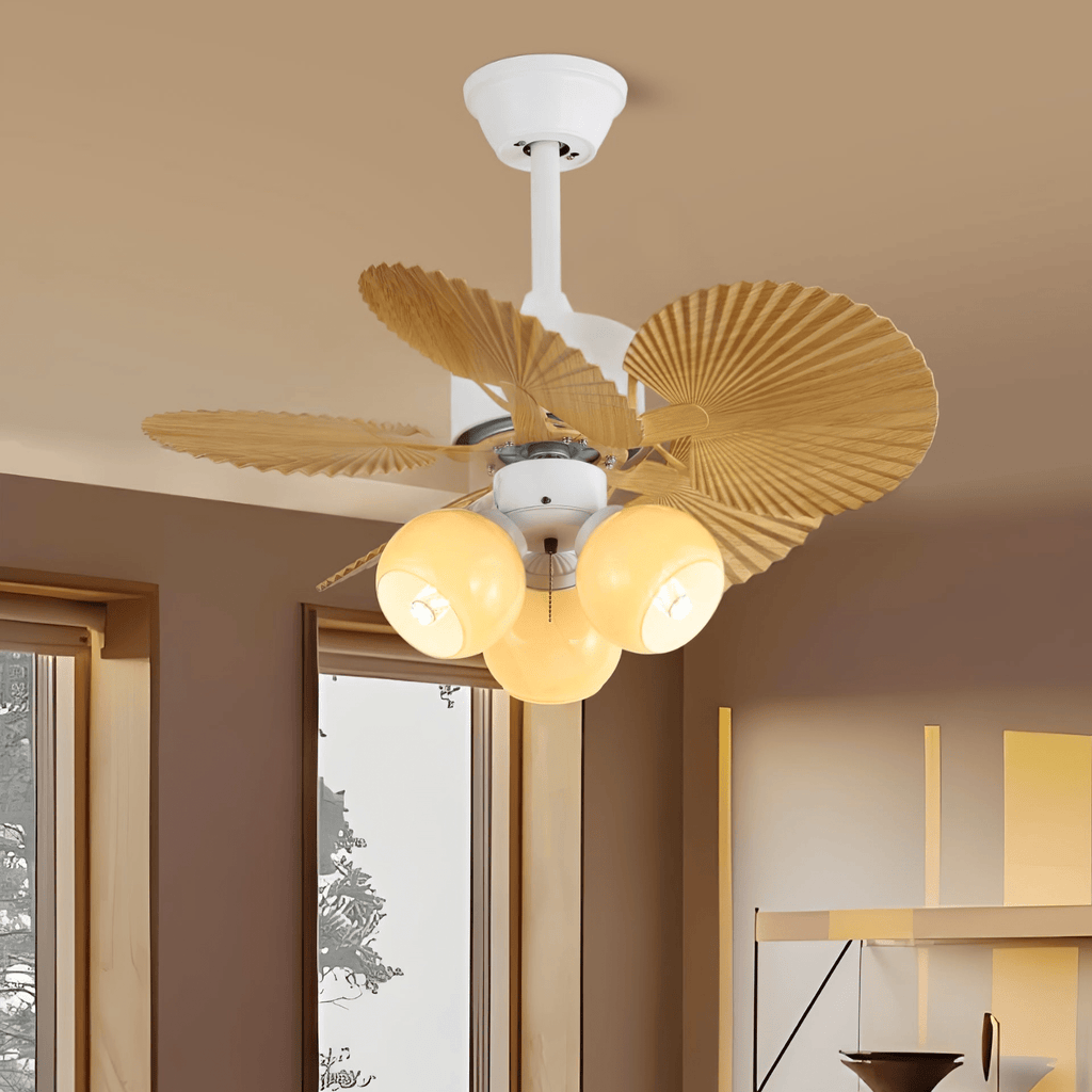 Aurelia vintage mennyezeti ventilátor világítással és faelemekkel | Ø80×30cm, 35W LED - Lamylie