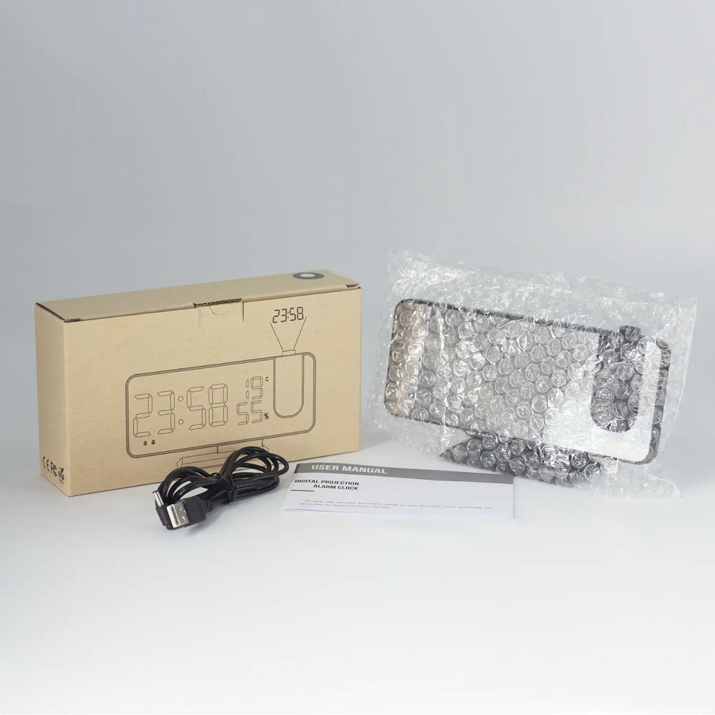LED projekční hodiny s FM rádiem a USB nabíjecím portem – Lamylie