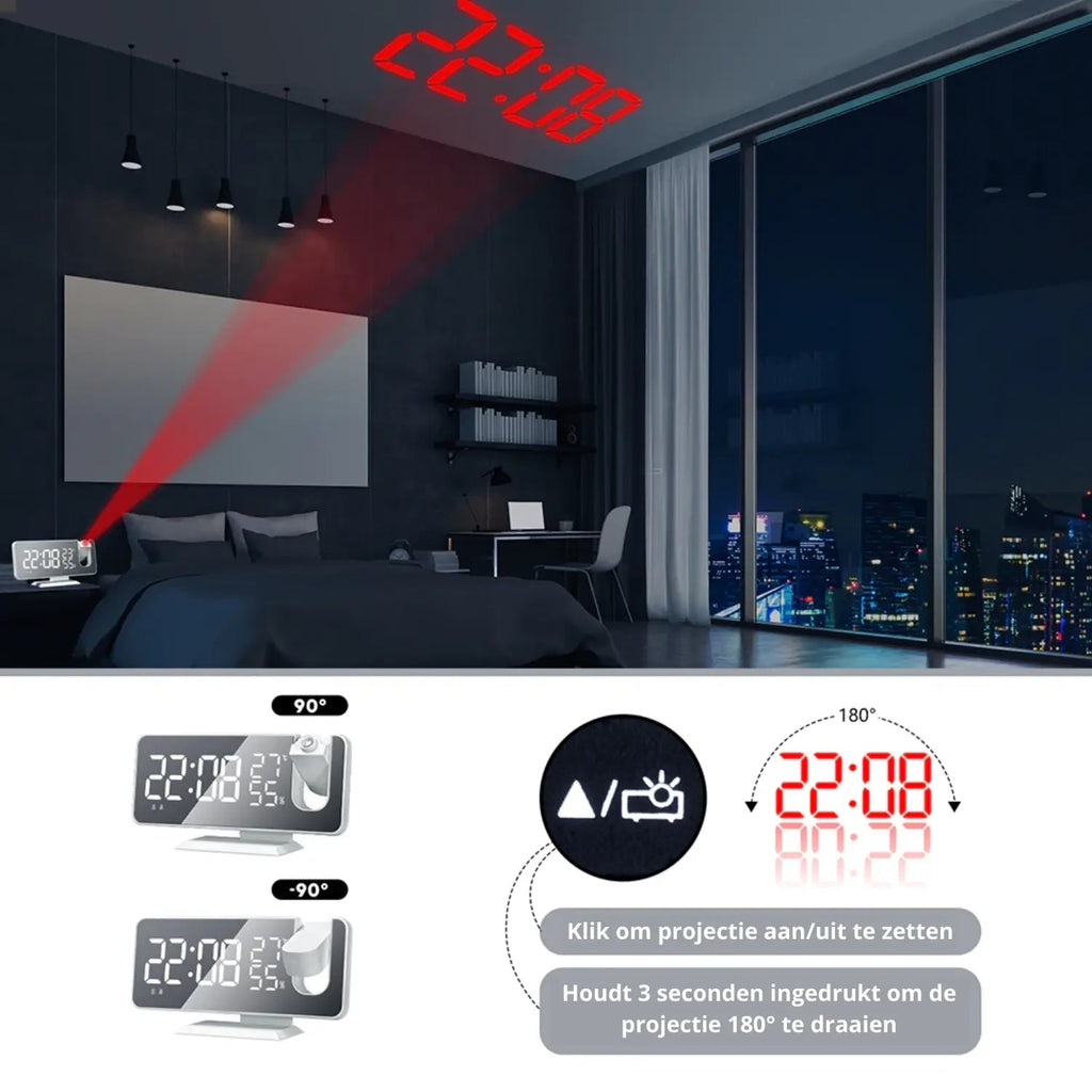 LED projekční hodiny s FM rádiem a USB nabíjecím portem – Lamylie