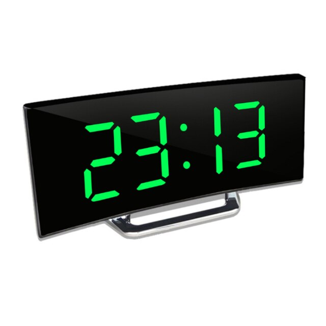 ساعة رقمية | شاشة LED مرآة لعرض المنبّه | تعتيم تلقائي مضاد للتوهج | CurveClock - Lamylie