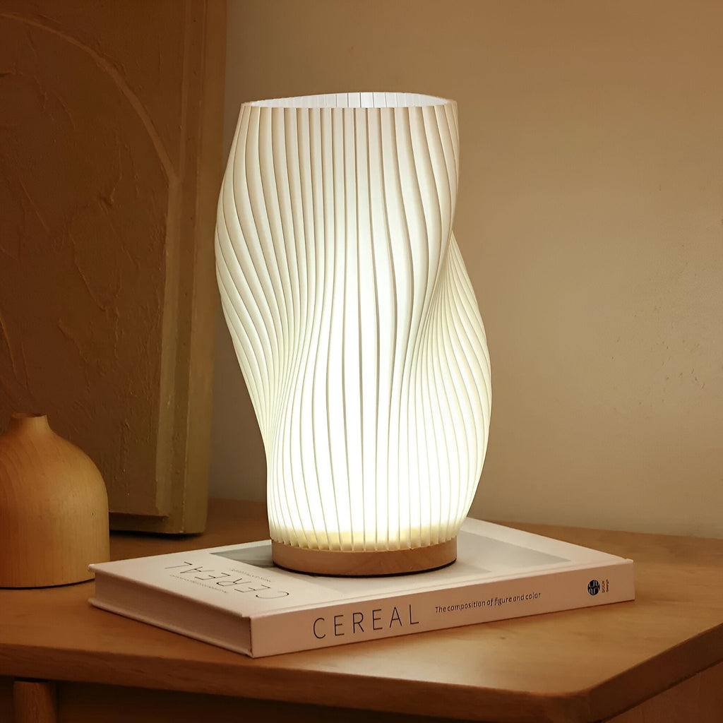 DreamWave - Lampe 3D moderne couleur crème, avec base métallique élégante - Lamylie