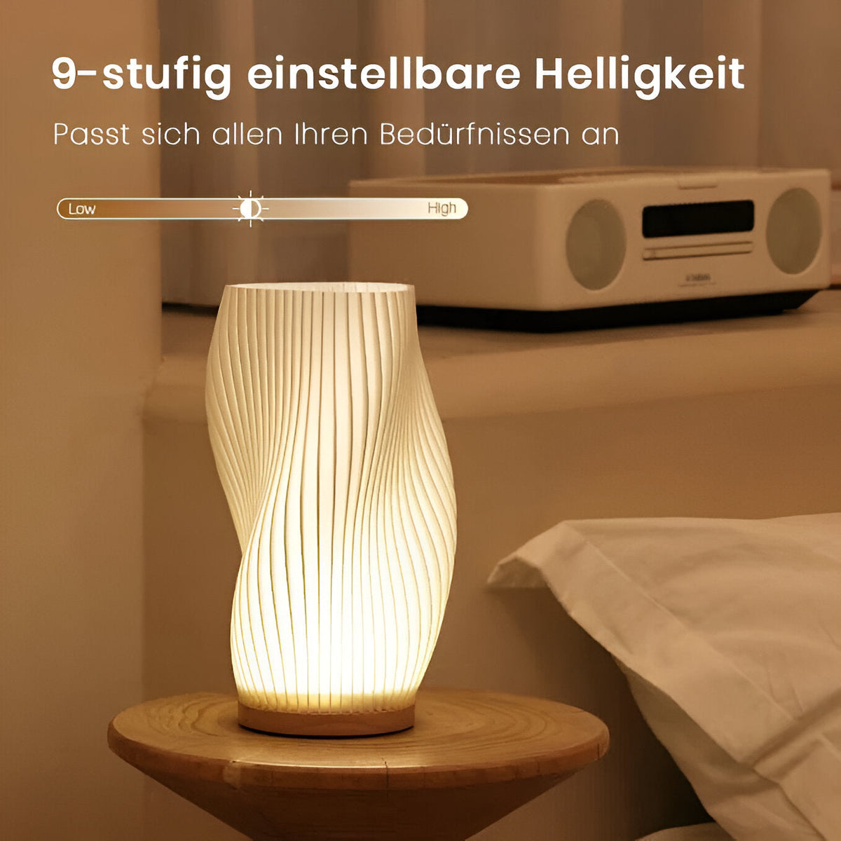 DreamWave - Lampe 3D moderne couleur crème, avec base métallique élégante - Lamylie