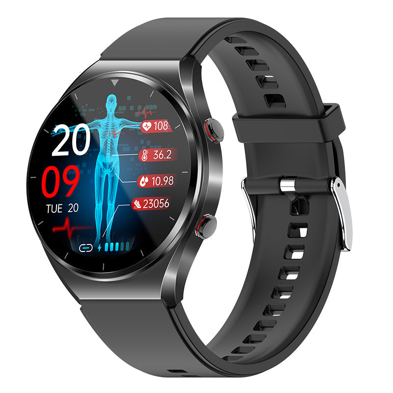 Ceas pentru monitorizarea sănătății, cu o singură apăsare: glicemie, tensiune, ECG, HRV, ritm cardiac - Lamylie