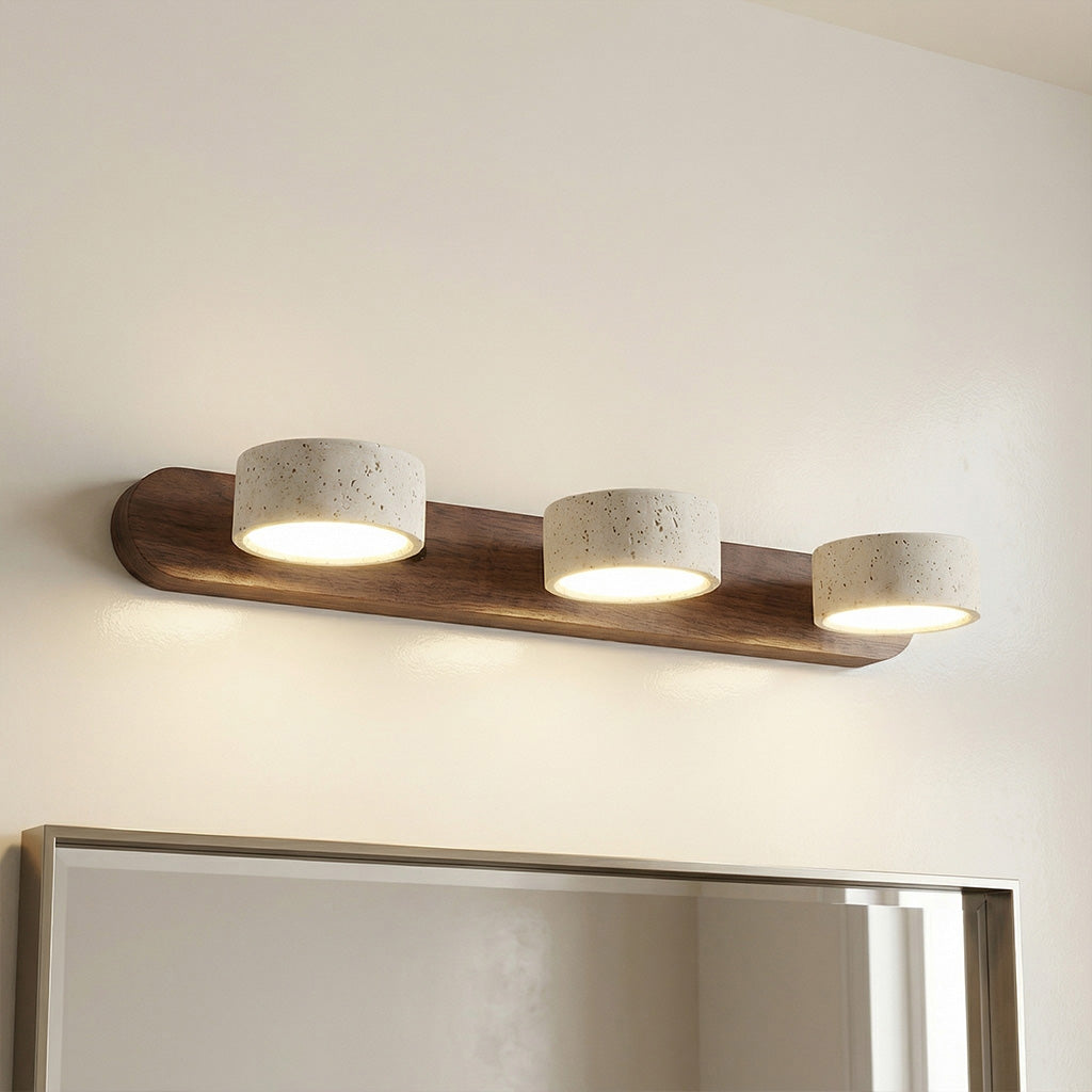 Adjustable Wall Lamp Travertine & Wood | 2/3/4 Light Points Warm Light Sconce - Lamylie