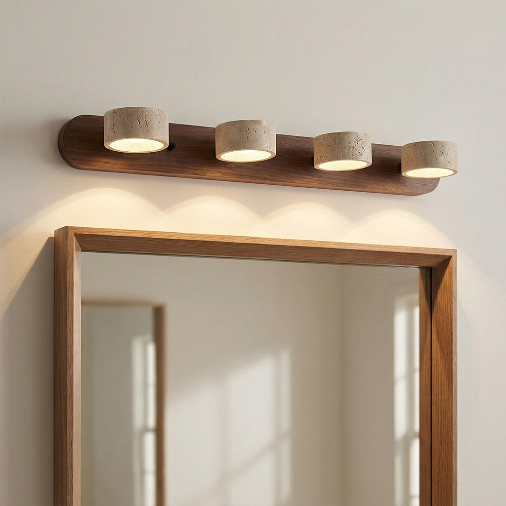 Adjustable Wall Lamp Travertine & Wood | 2/3/4 Light Points Warm Light Sconce - Lamylie