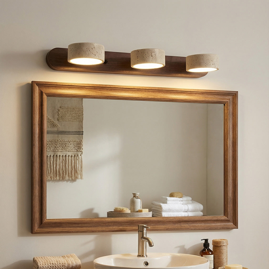 Adjustable Wall Lamp Travertine & Wood | 2/3/4 Light Points Warm Light Sconce - Lamylie