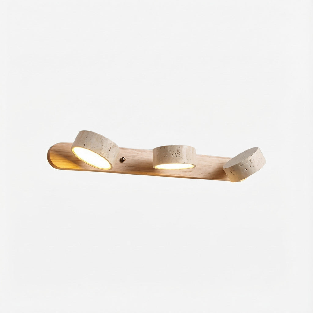 Adjustable Wall Lamp Travertine & Wood | 2/3/4 Light Points Warm Light Sconce - Lamylie