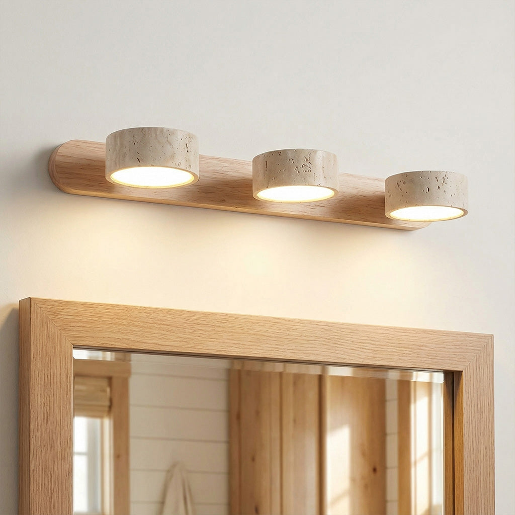 Adjustable Wall Lamp Travertine & Wood | 2/3/4 Light Points Warm Light Sconce - Lamylie