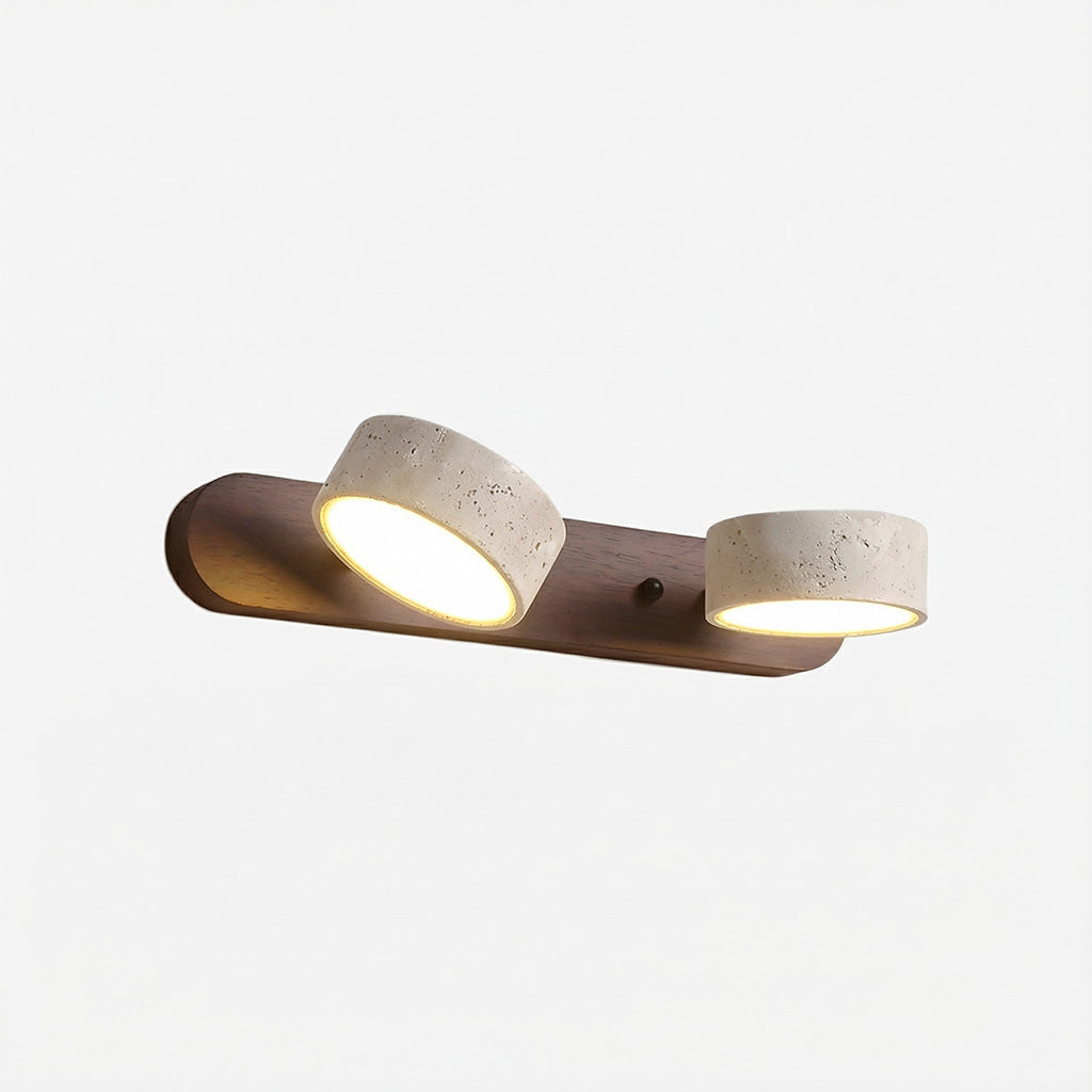 Adjustable Wall Lamp Travertine & Wood | 2/3/4 Light Points Warm Light Sconce - Lamylie