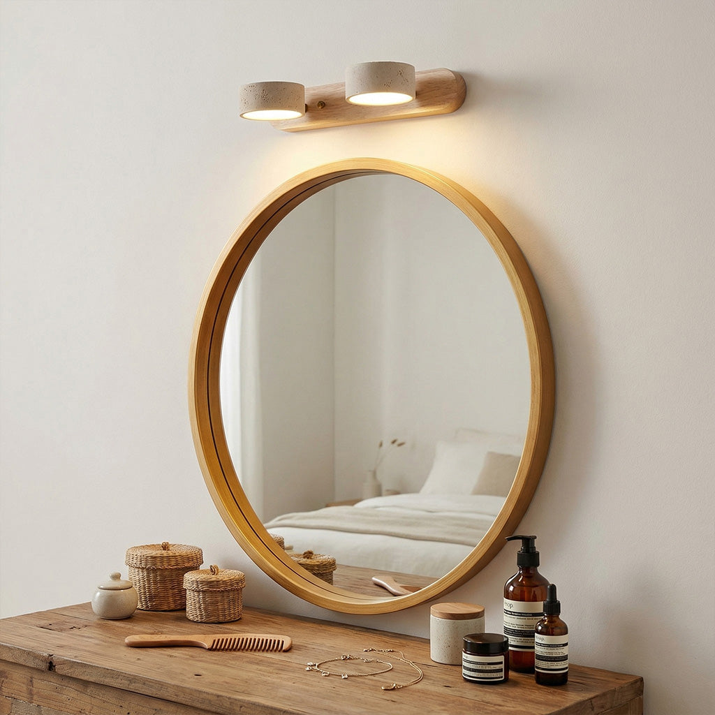 Adjustable Wall Lamp Travertine & Wood | 2/3/4 Light Points Warm Light Sconce - Lamylie