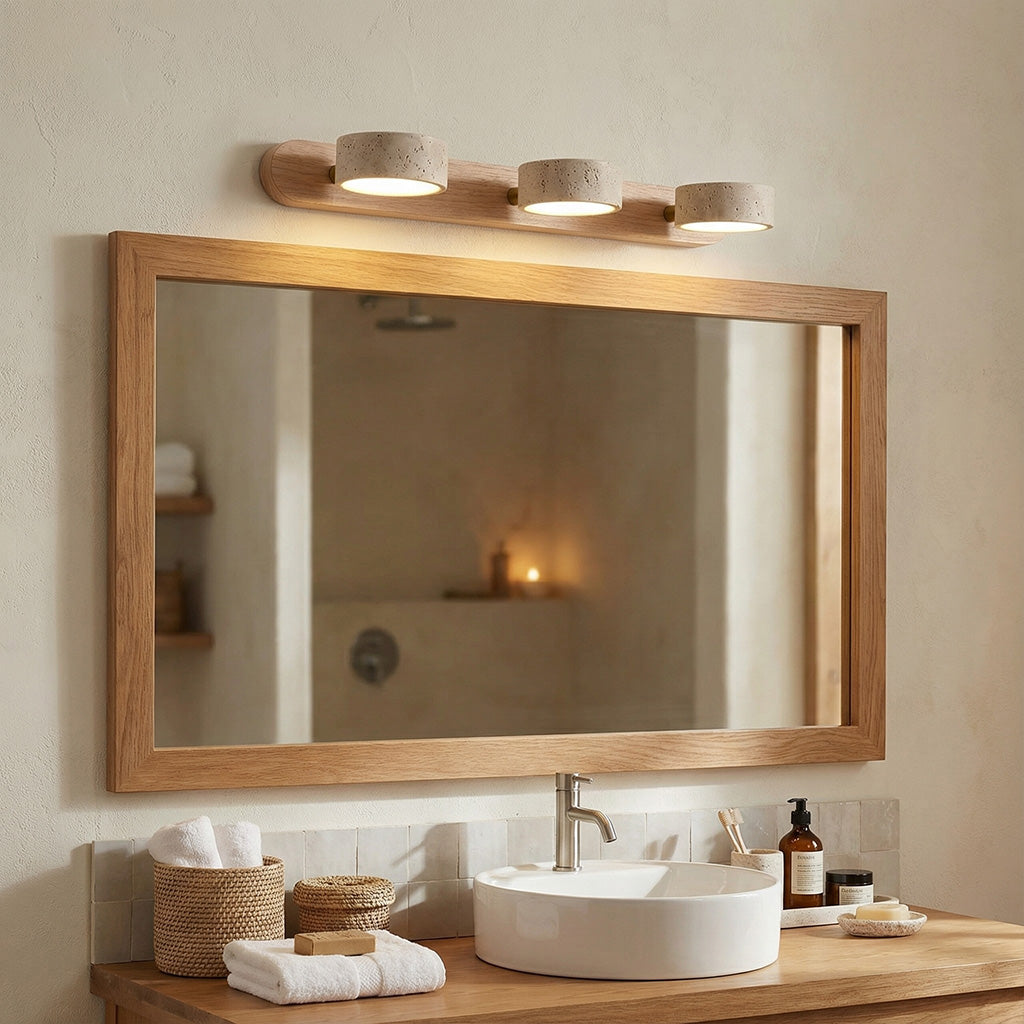 Adjustable Wall Lamp Travertine & Wood | 2/3/4 Light Points Warm Light Sconce - Lamylie