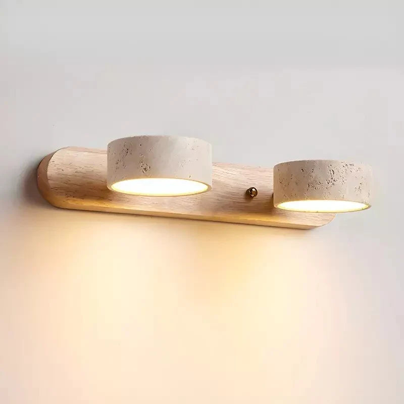 Adjustable Wall Lamp Travertine & Wood | 2/3/4 Light Points Warm Light Sconce - Lamylie