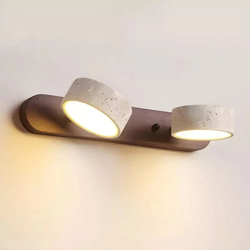 Adjustable Wall Lamp Travertine & Wood | 2/3/4 Light Points Warm Light Sconce - Lamylie