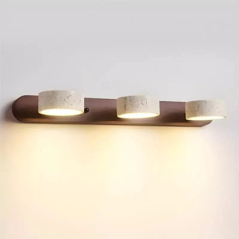 Adjustable Wall Lamp Travertine & Wood | 2/3/4 Light Points Warm Light Sconce - Lamylie