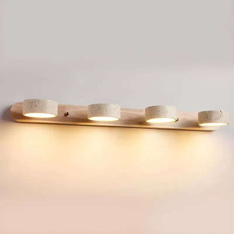 Adjustable Wall Lamp Travertine & Wood | 2/3/4 Light Points Warm Light Sconce - Lamylie
