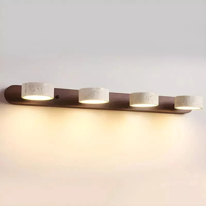 Adjustable Wall Lamp Travertine & Wood | 2/3/4 Light Points Warm Light Sconce - Lamylie
