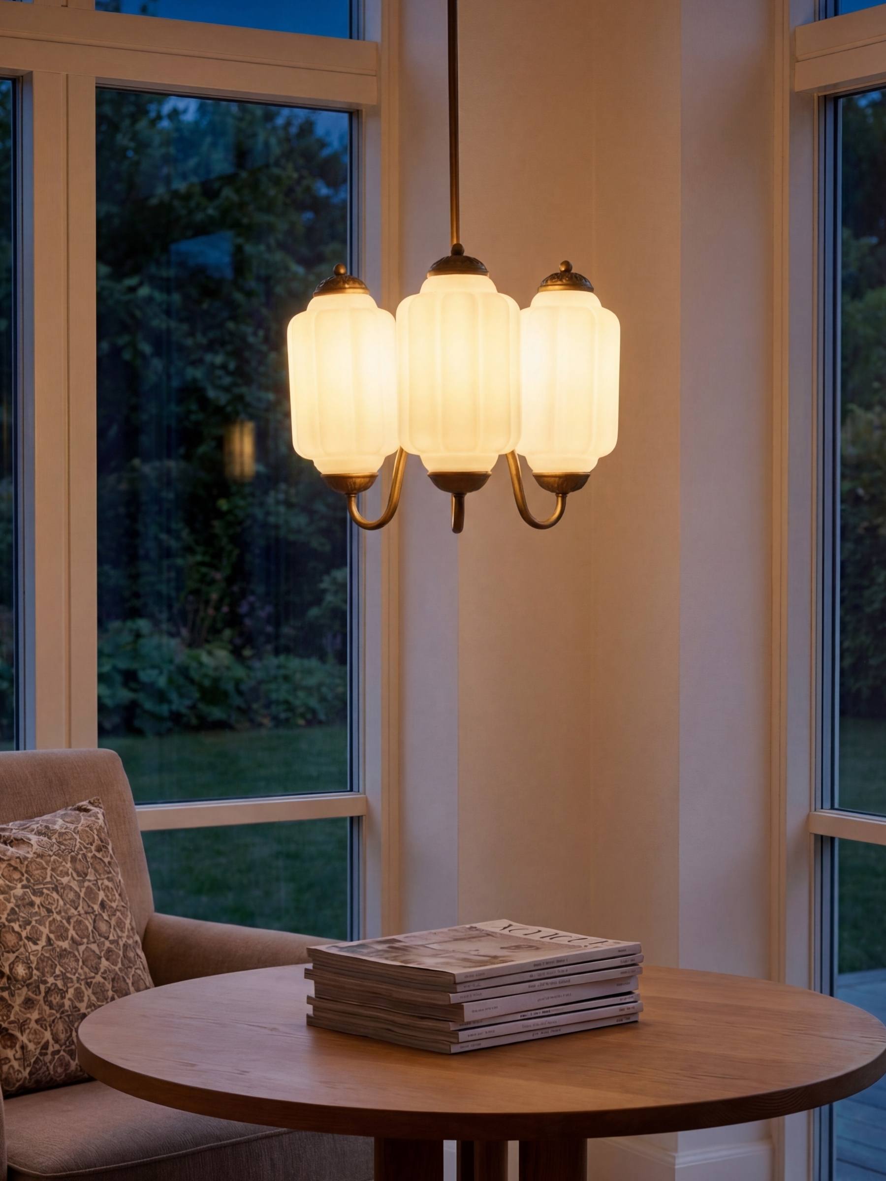 Milk Glass Chandelier Vintage Finish Timeless Elegance Classic Lighting for Dining Room Living Room - Lamylie