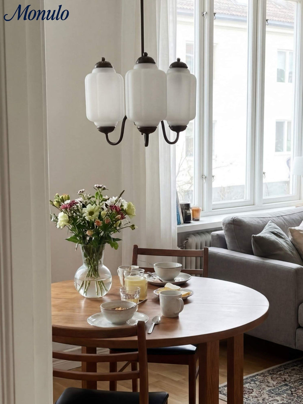Milk Glass Chandelier Vintage Finish Timeless Elegance Classic Lighting for Dining Room Living Room - Lamylie