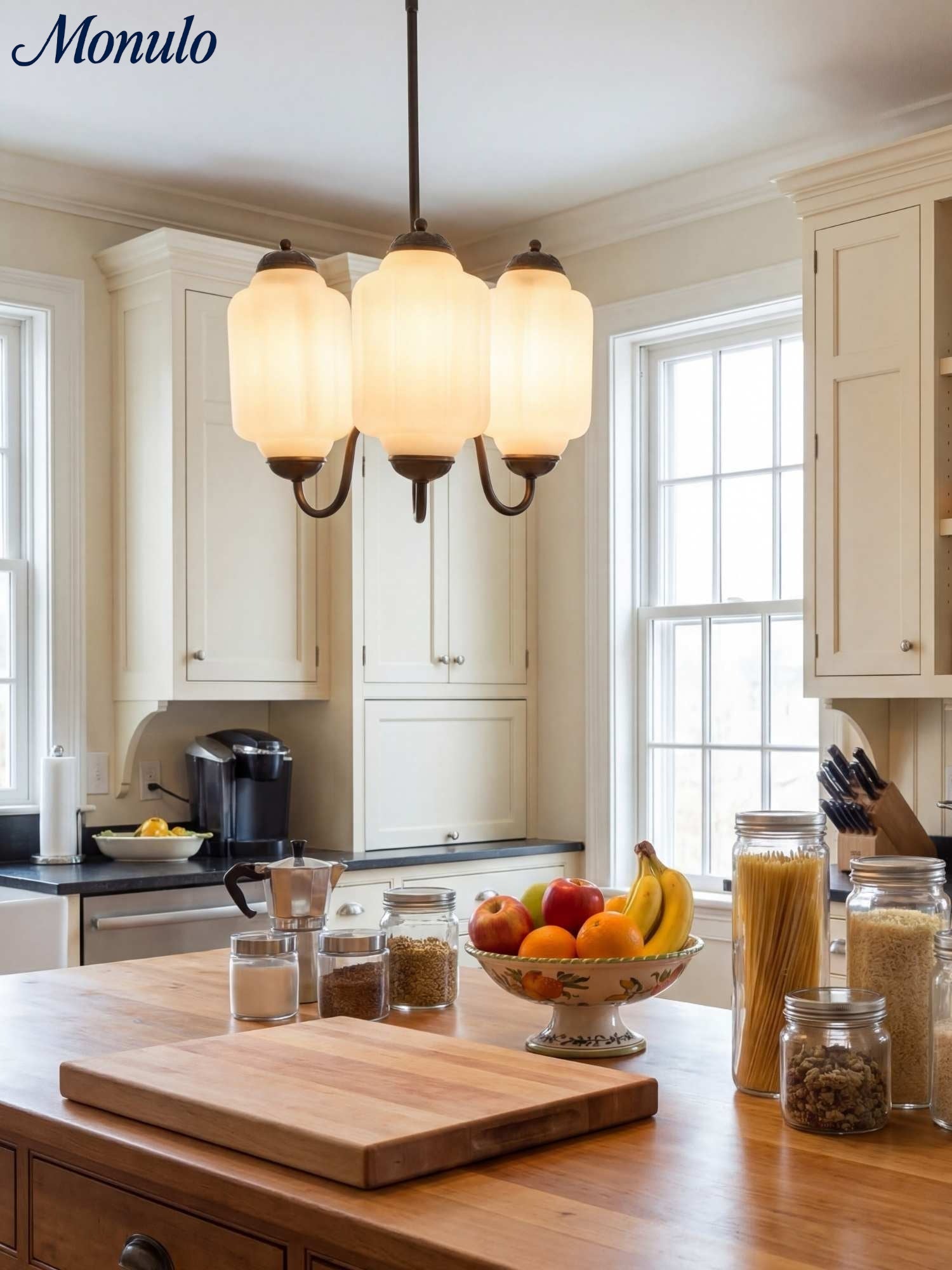 Milk Glass Chandelier Vintage Finish Timeless Elegance Classic Lighting for Dining Room Living Room - Lamylie