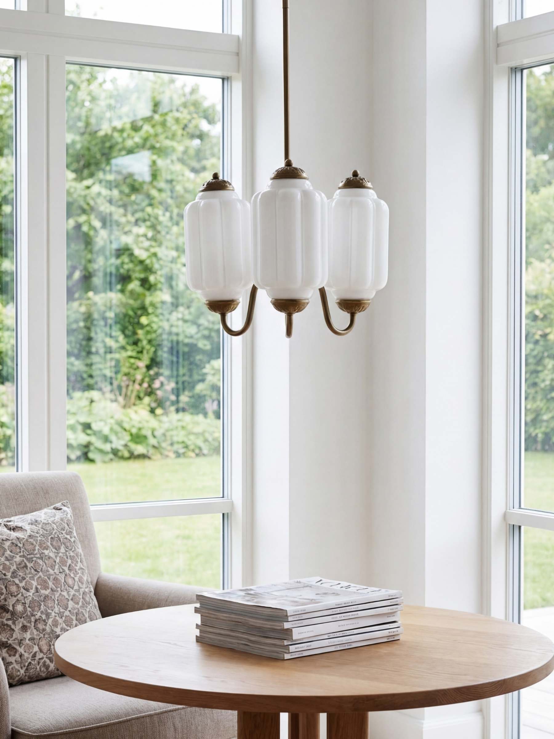 Milk Glass Chandelier Vintage Finish Timeless Elegance Classic Lighting for Dining Room Living Room - Lamylie