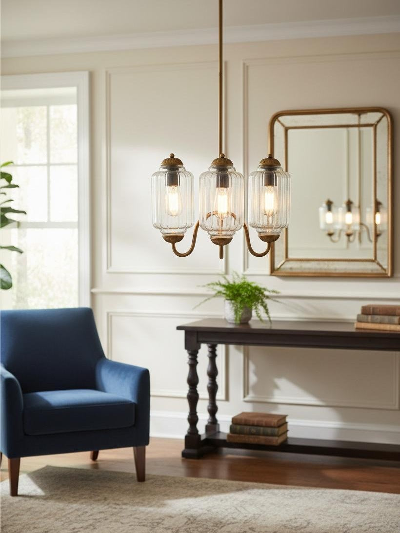Milk Glass Chandelier Vintage Finish Timeless Elegance Classic Lighting for Dining Room Living Room - Lamylie