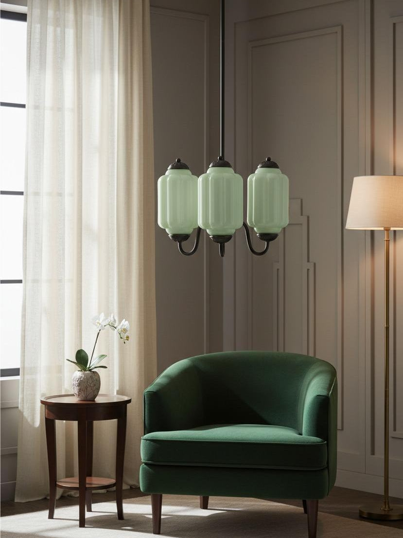 Milk Glass Chandelier Vintage Finish Timeless Elegance Classic Lighting for Dining Room Living Room - Lamylie