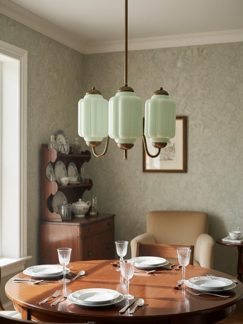 Milk Glass Chandelier Vintage Finish Timeless Elegance Classic Lighting for Dining Room Living Room - Lamylie