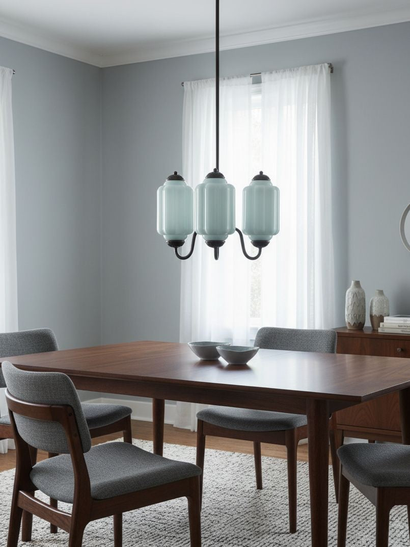 Milk Glass Chandelier Vintage Finish Timeless Elegance Classic Lighting for Dining Room Living Room - Lamylie