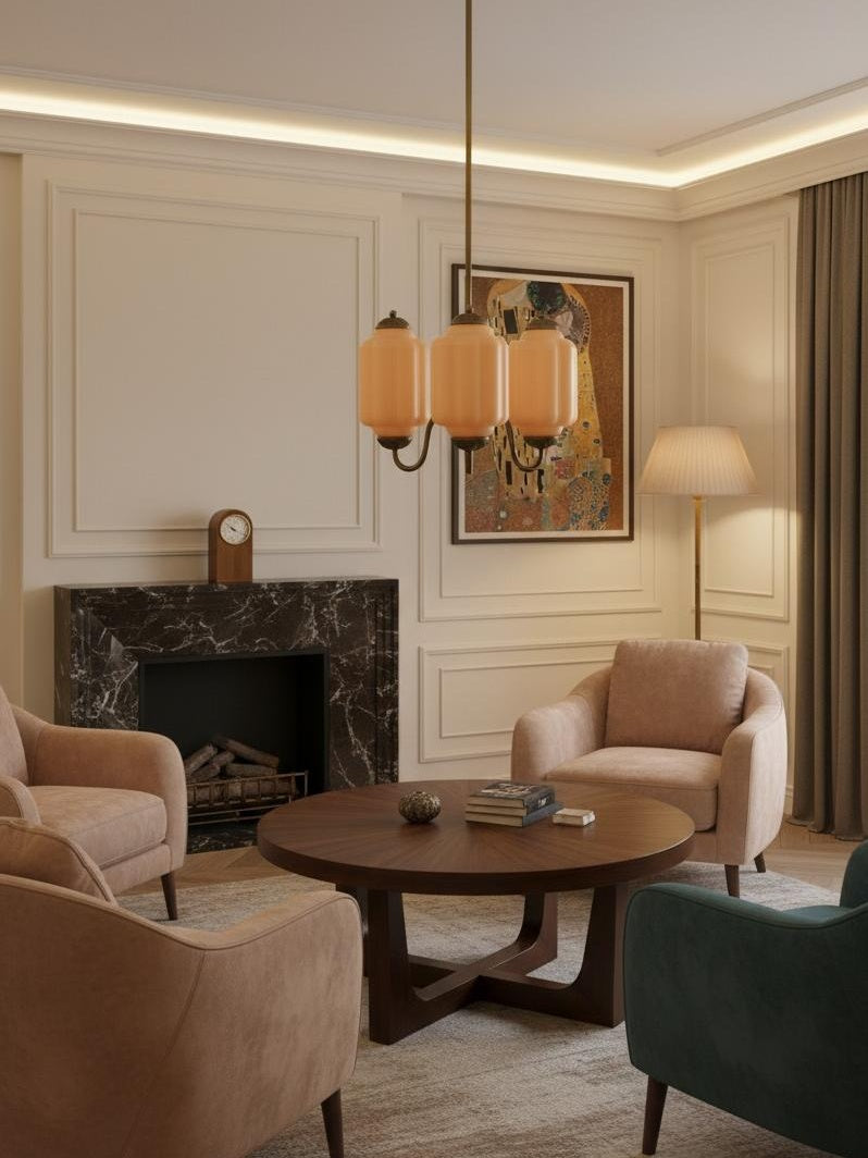 Milk Glass Chandelier Vintage Finish Timeless Elegance Classic Lighting for Dining Room Living Room - Lamylie