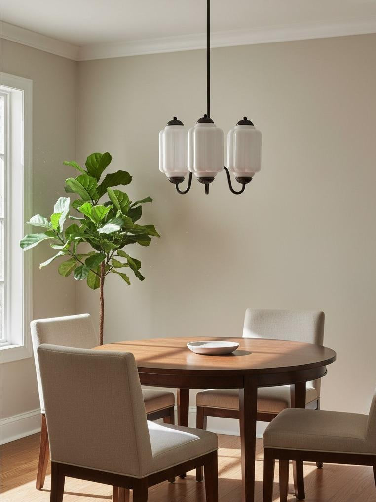 Milk Glass Chandelier Vintage Finish Timeless Elegance Classic Lighting for Dining Room Living Room - Lamylie