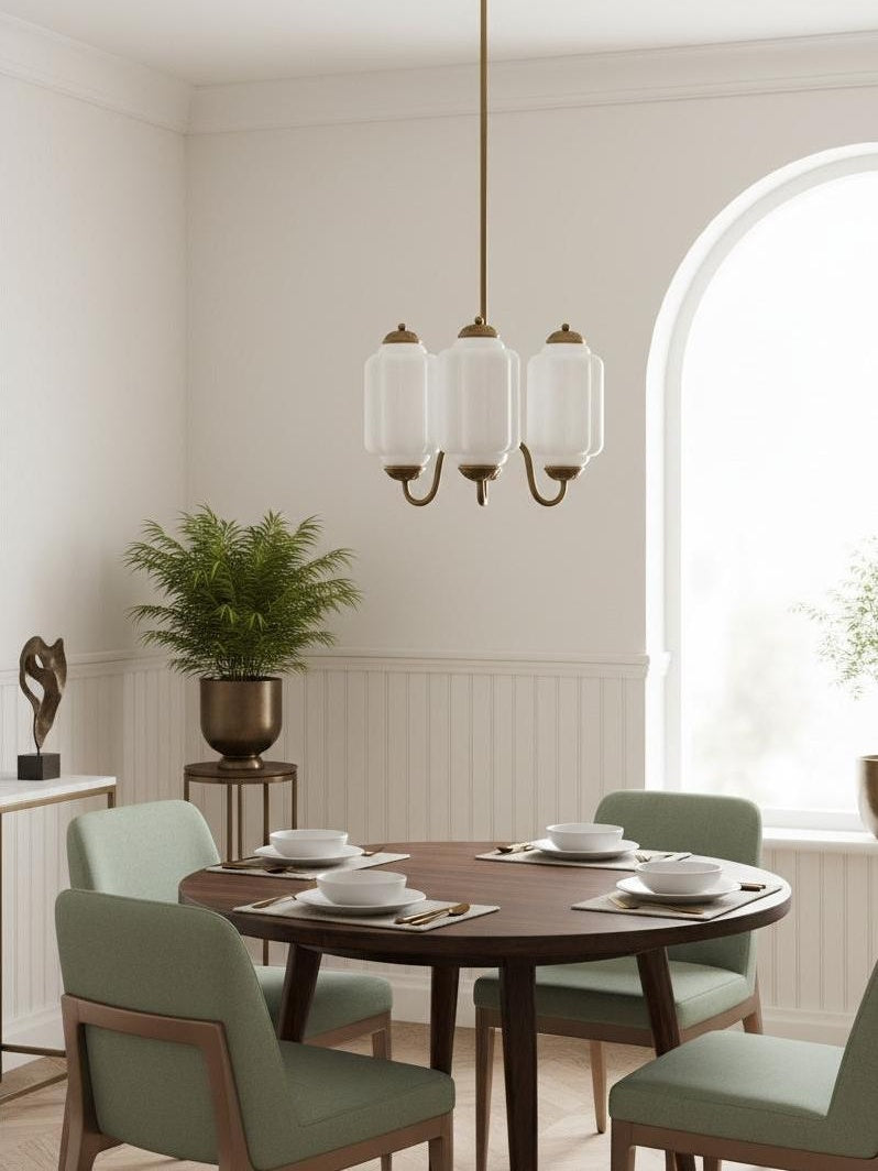 Milk Glass Chandelier Vintage Finish Timeless Elegance Classic Lighting for Dining Room Living Room - Lamylie