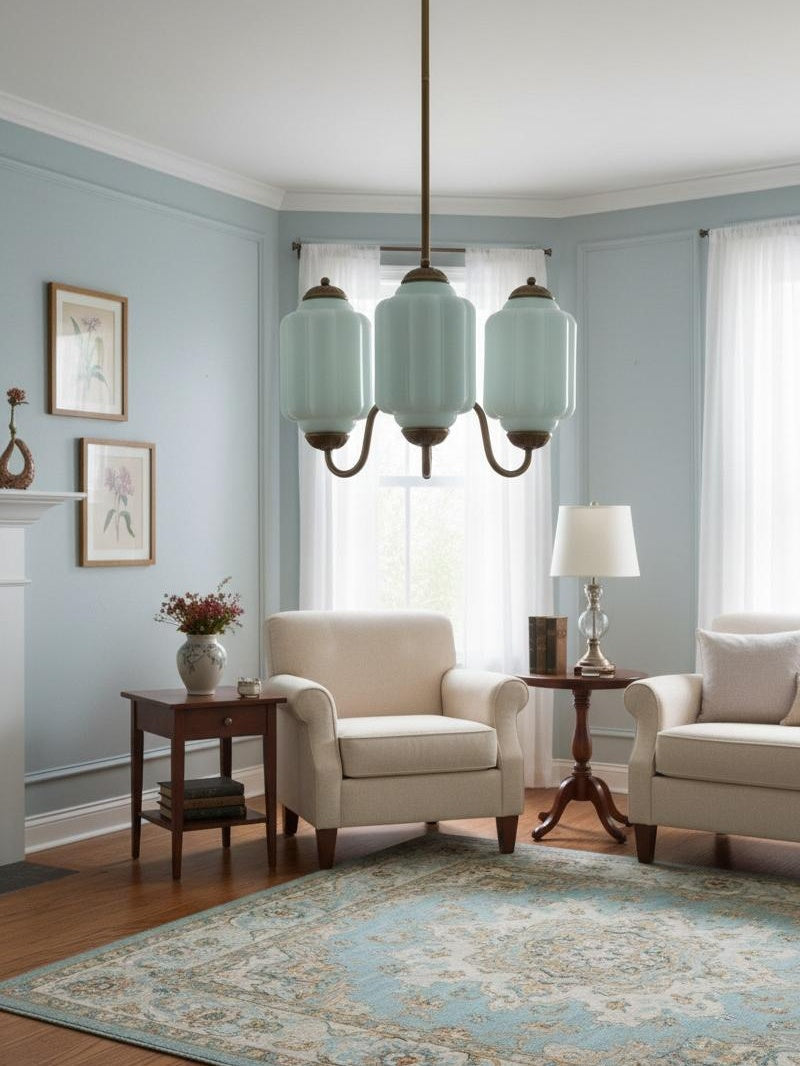 Milk Glass Chandelier Vintage Finish Timeless Elegance Classic Lighting for Dining Room Living Room - Lamylie