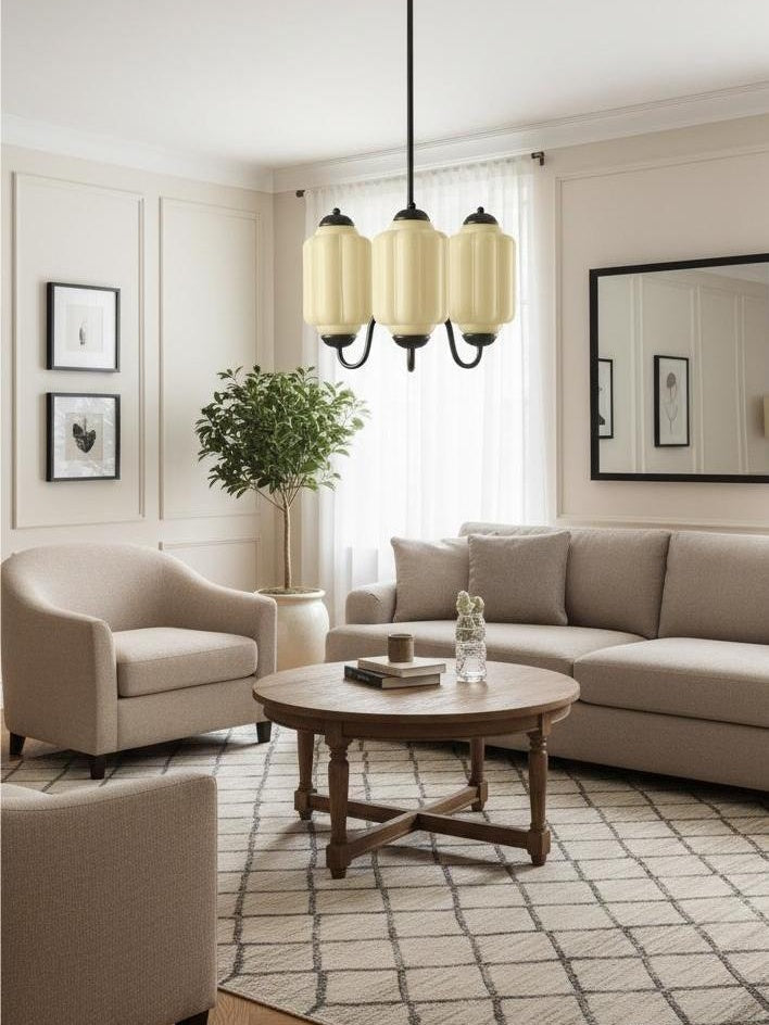 Milk Glass Chandelier Vintage Finish Timeless Elegance Classic Lighting for Dining Room Living Room - Lamylie
